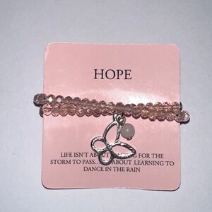 Avon Spring Wishes Hope Sparkly Beaded Butterfly Charm Stretch Bracelet